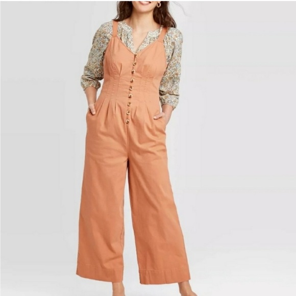 NWT Universal Thread “Iced Tea” Sleeveless Pleated Button Up Jumpsuit Size 16 - Picture 9 of 9